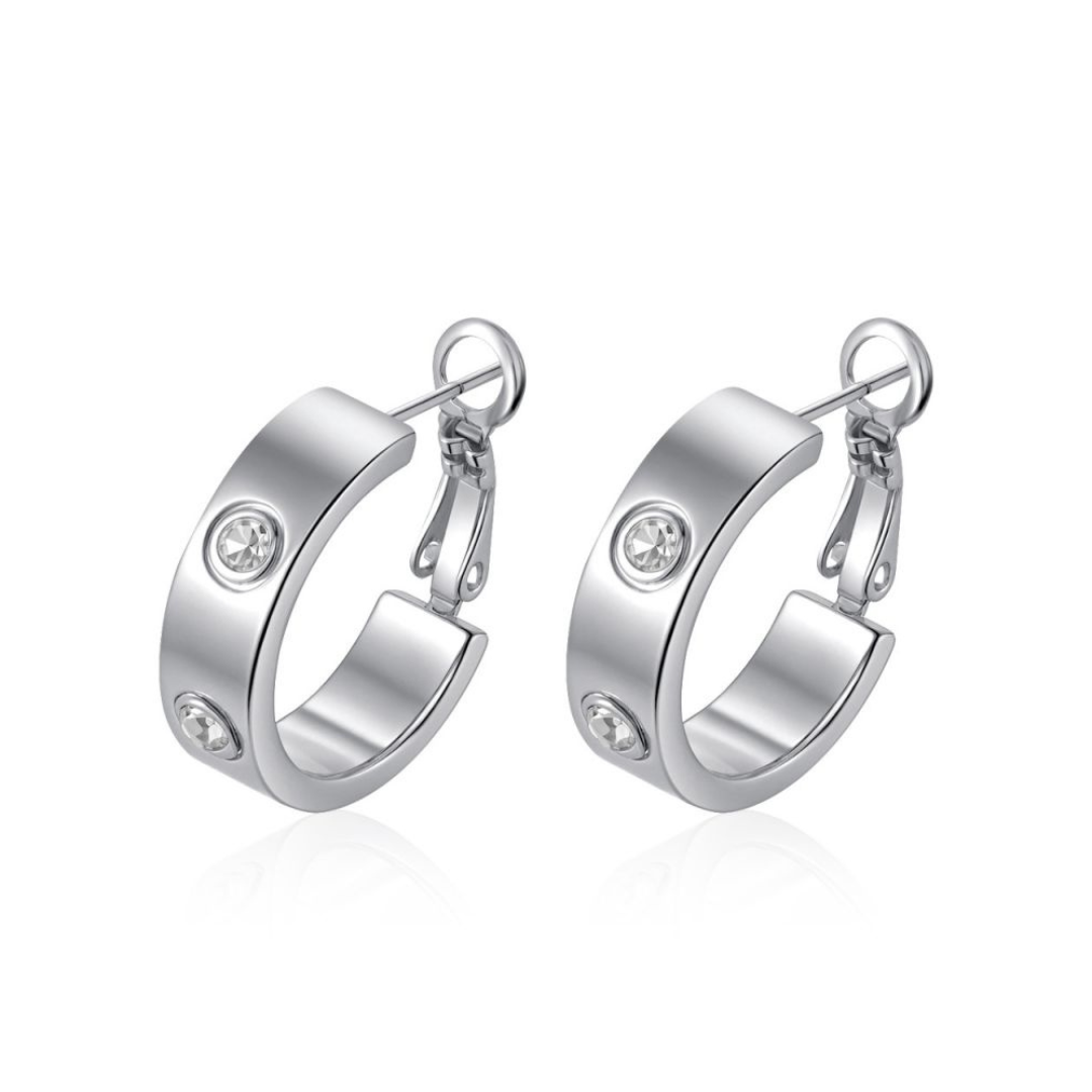 Bold Hoop S Earrings with Zircon detail