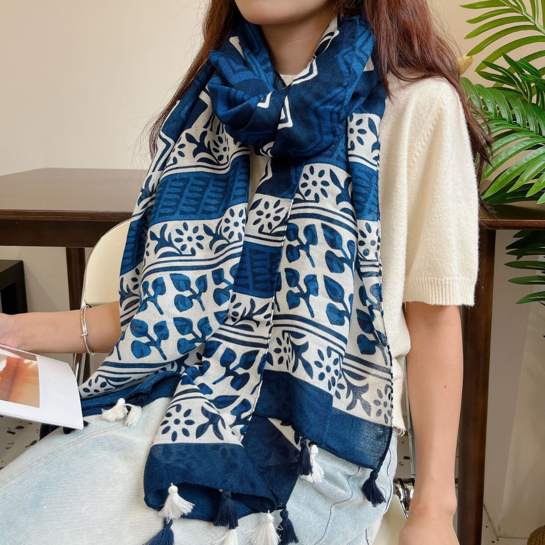 Scarf - Blue Botanical