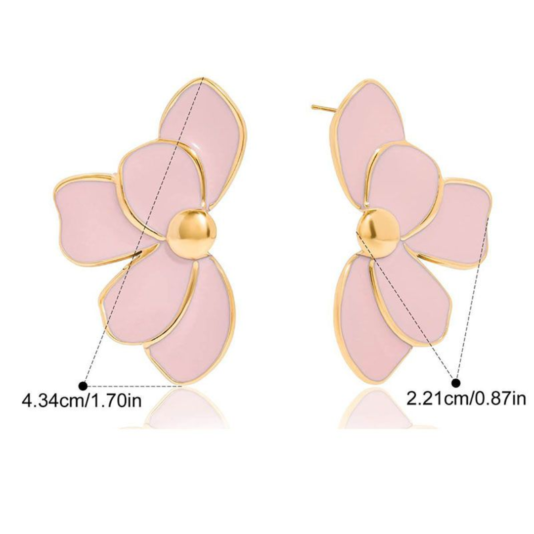 Bold Floral Earring - Pink