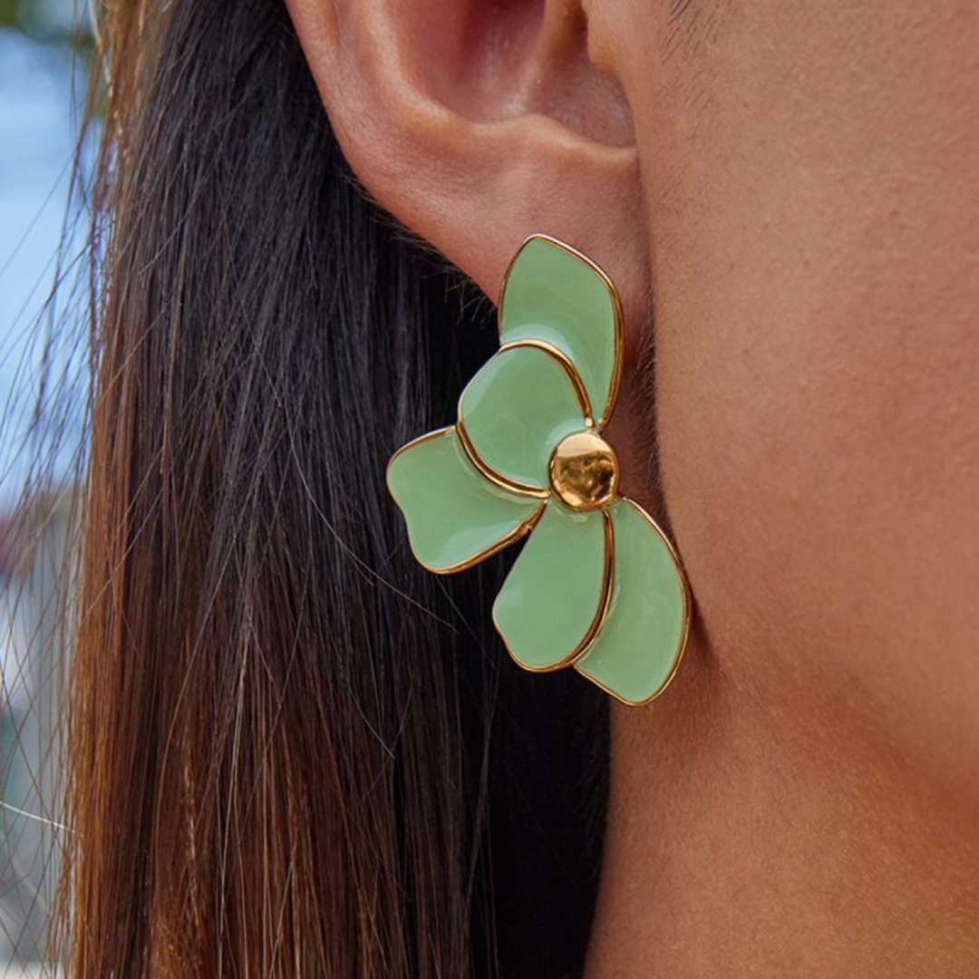 Bold Floral Earring - Mint