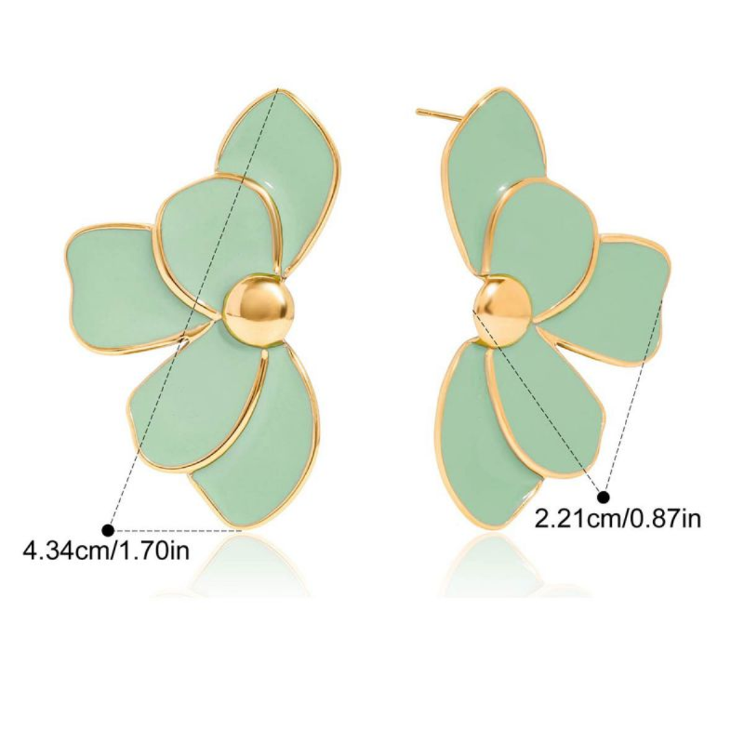 Bold Floral Earring - Mint