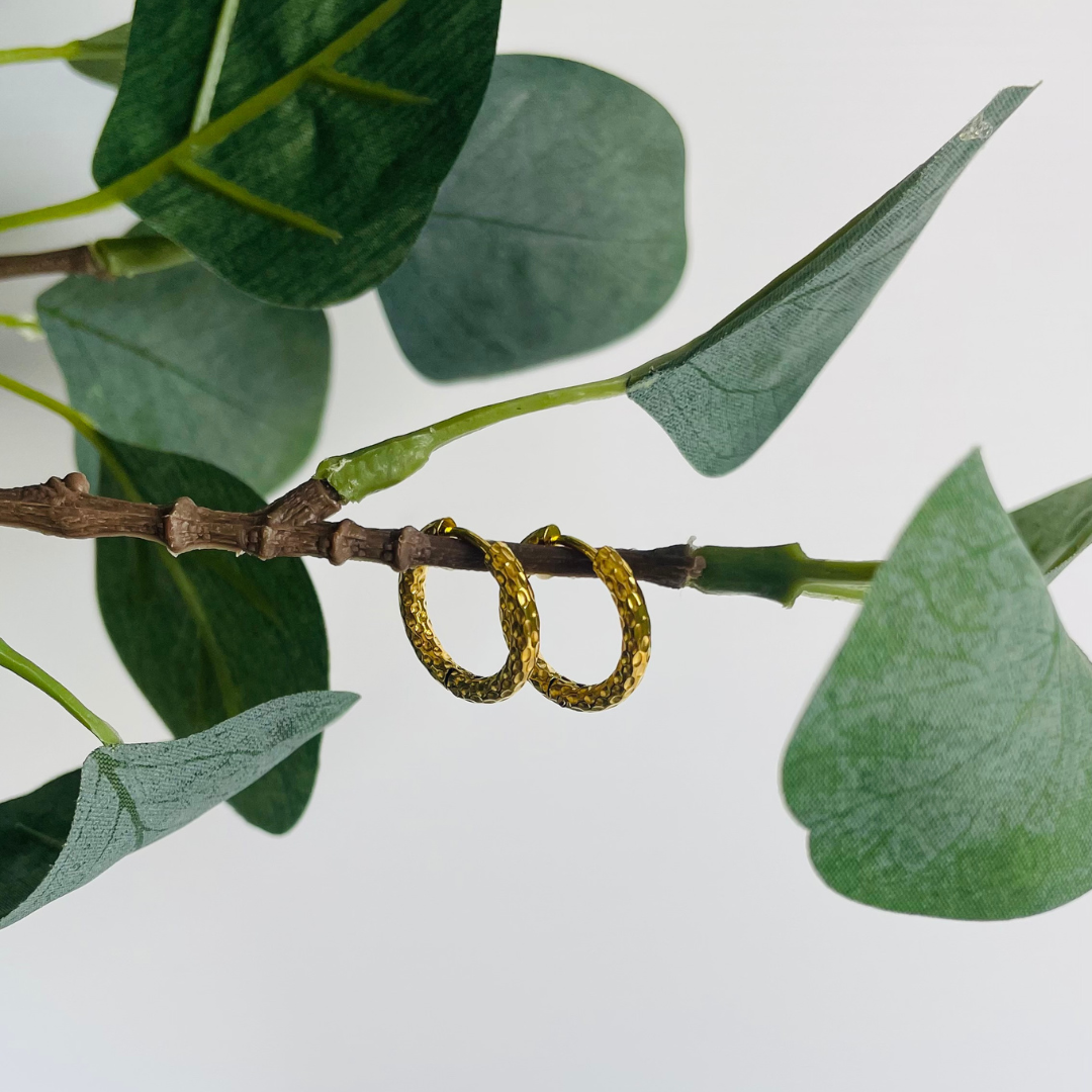 Hammered Hoop Huggie Earrings