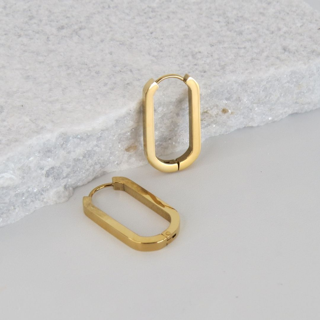 Square-Edged Huggie Earrings