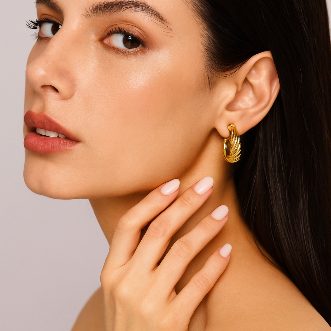 Hoop Earrings with ridge detail finish