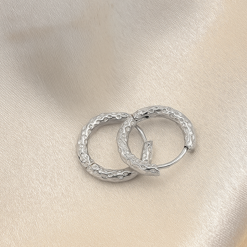 Hammered Hoop Huggie S Earrings
