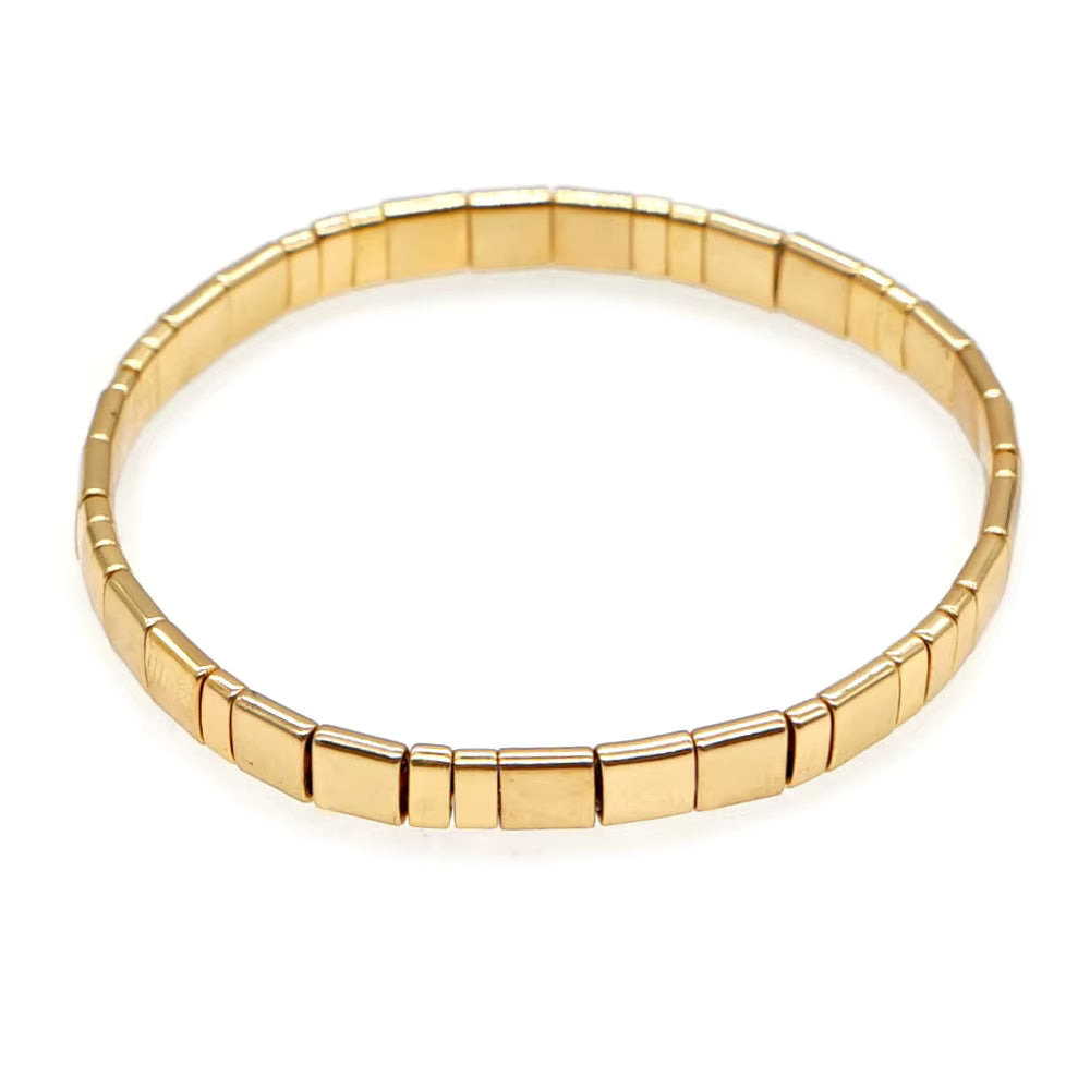 Mosaic Glass Bead Bracelet - Gold