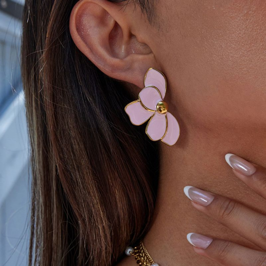 Bold Floral Earring - Pink