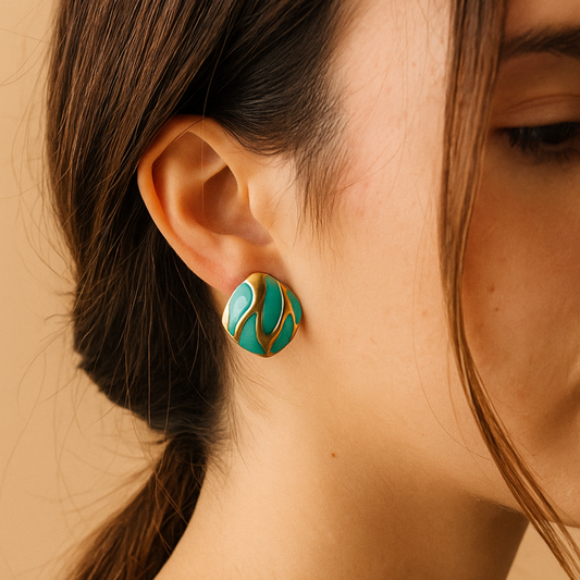 Turquoise Marble Design Earrings