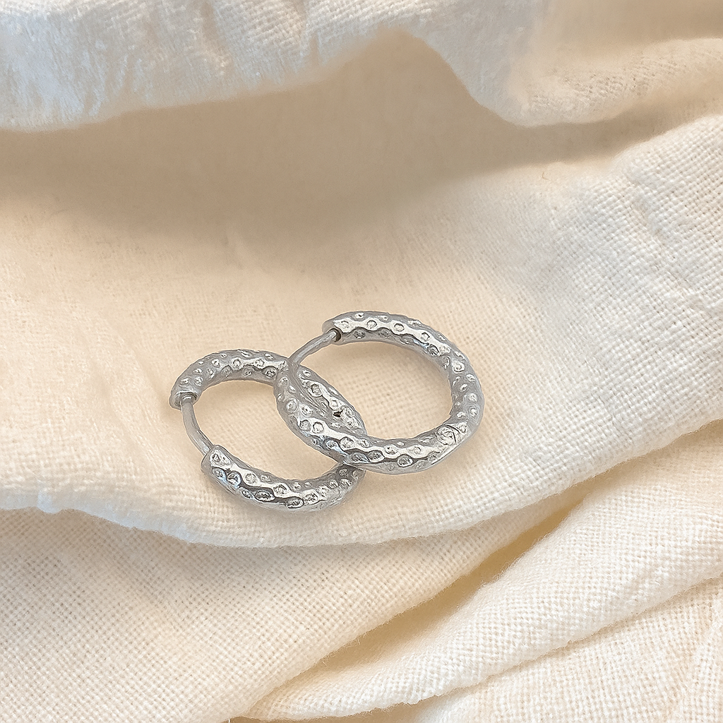 Hammered Hoop Huggie S Earrings
