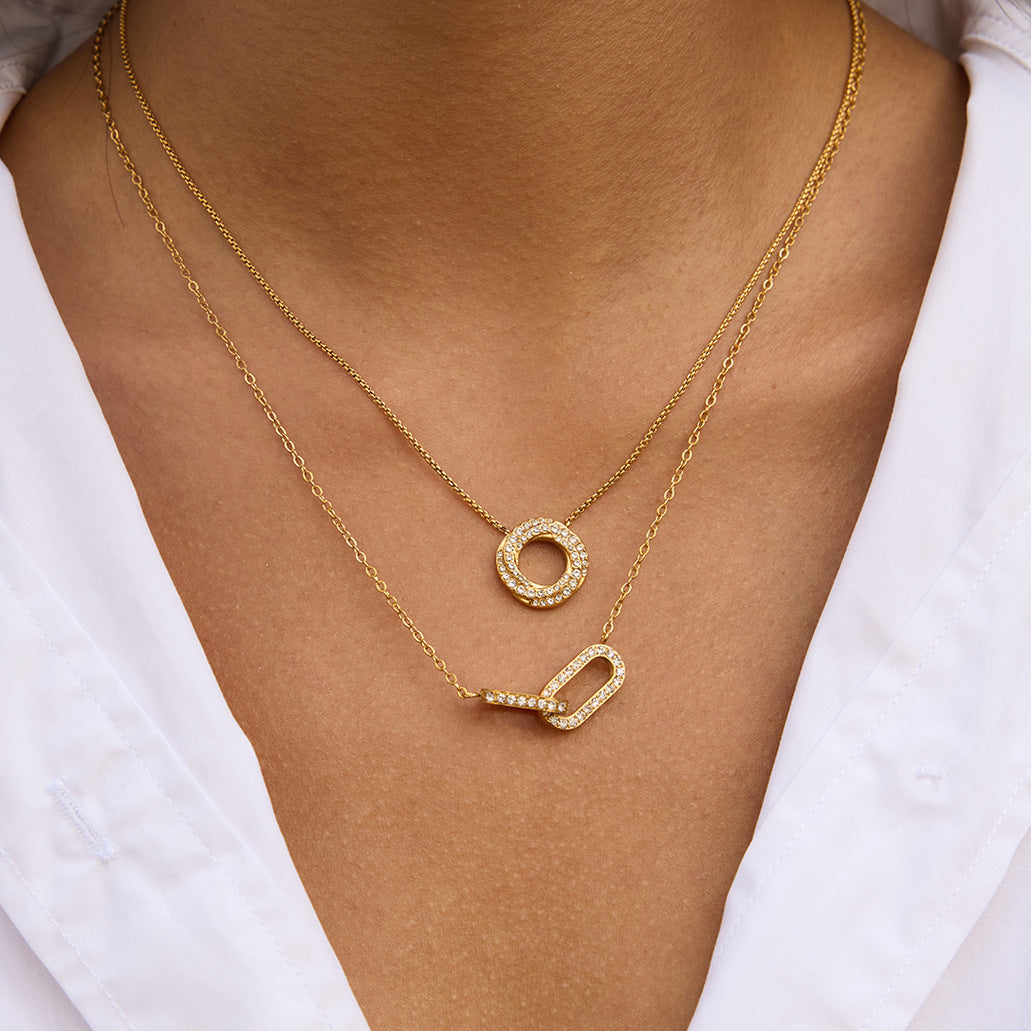 Pave Circle Pendant Necklace