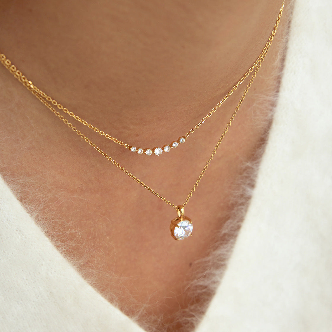 Solitaire Zircon Pendant Necklace