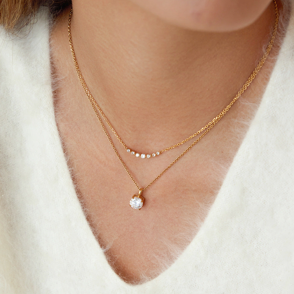 Solitaire Zircon Pendant Necklace