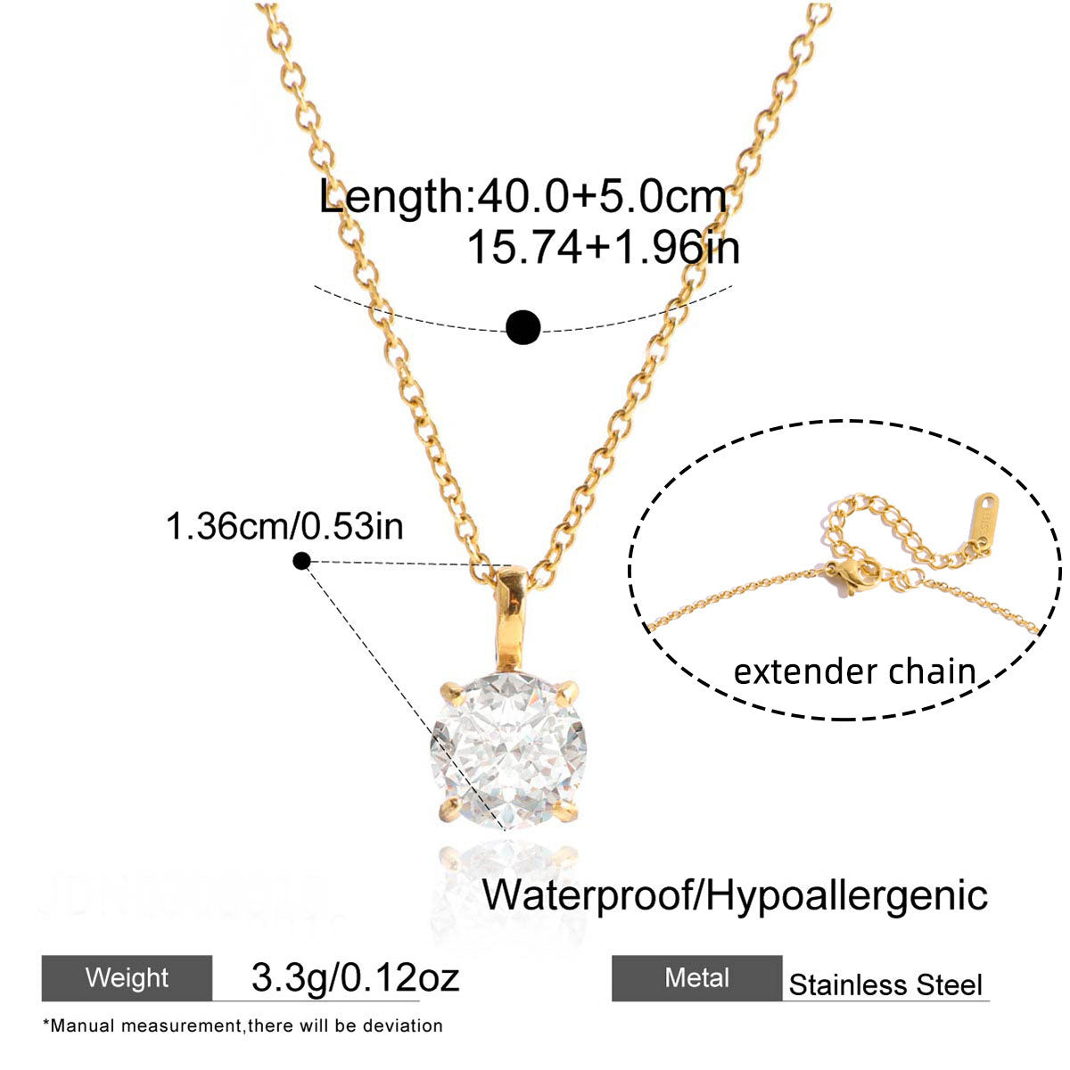 Solitaire Zircon Pendant Necklace