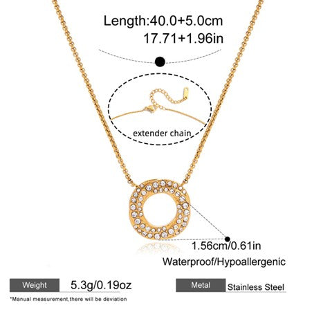 Pave Circle Pendant Necklace