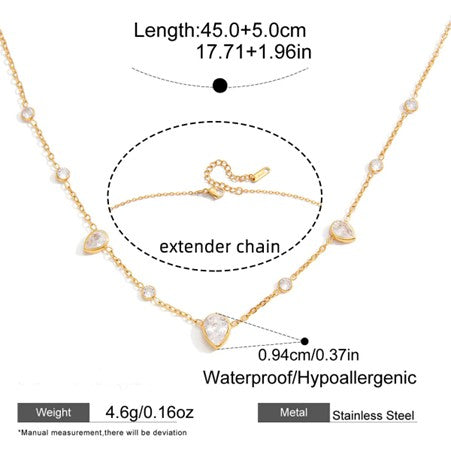 Upside Down Teardrop Zircon Station Necklace